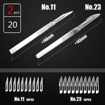 Vlijmscherpe scalpel - scalpelmes - scalpelmesjes - set nr 11 + 23 - met 20 mesjes - hobby mesjes