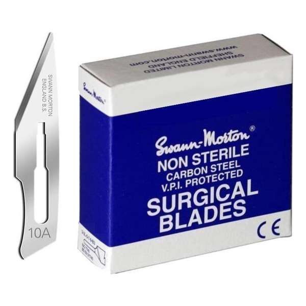 Swann Morton Scalpelmesjes - Niet Steriel - Mesnummer 10A - REF 0102 Swann Morton Scalpelmesjes - Niet Steriel - Mesnummer 10A - REF 0102