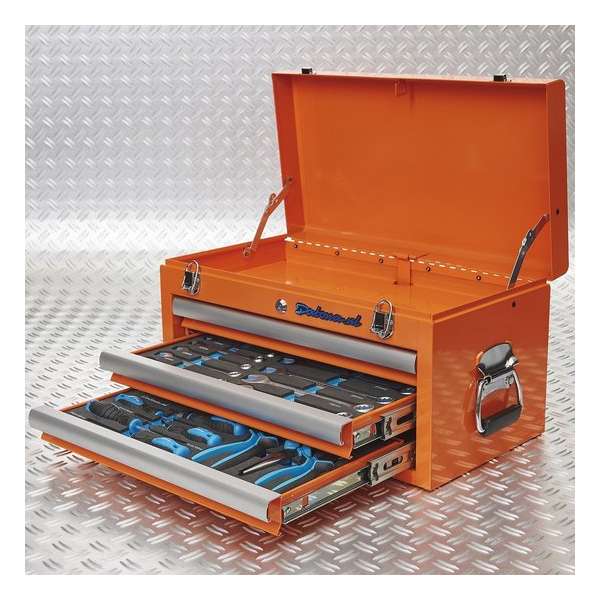 Datona® - Gereedschapskist - Drie Lades - 2 Lades Gevuld - Oranje Datona® - Gereedschapskist - Drie Lades - 2 Lades Gevuld - Oranje