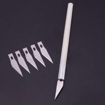 Plastic Hobby Mesje Precisie - Scalpel mes mesjes - Hobby mes - Precisie Gereedschap - Met 5 gratis mesjes - Wit