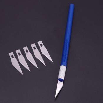 Plastic Hobby Mesje Precisie - Scalpel mes mesjes - Hobby mes - Precisie Gereedschap - Met 5 gratis mesjes - Blauw