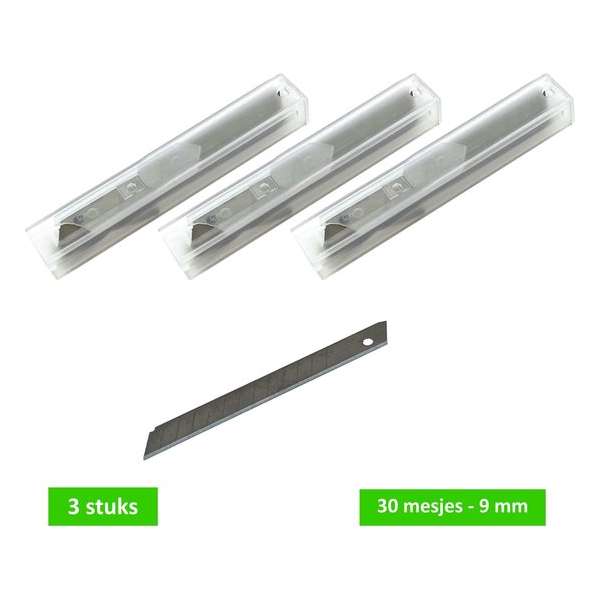 Steelwood Afbreekmes - Staal - 9 mm - Navulling 10 stuks - In houder - 3 verpakkingen Steelwood Afbreekmes - Staal - 9 mm - Navulling 10 stuks - In houder - 3 verpakkingen