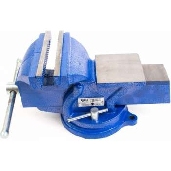 BGS Bankschroef - 125 mm - Gekartelde bek - Draaimechanism 360 graden - Vaste en beweegbare bek