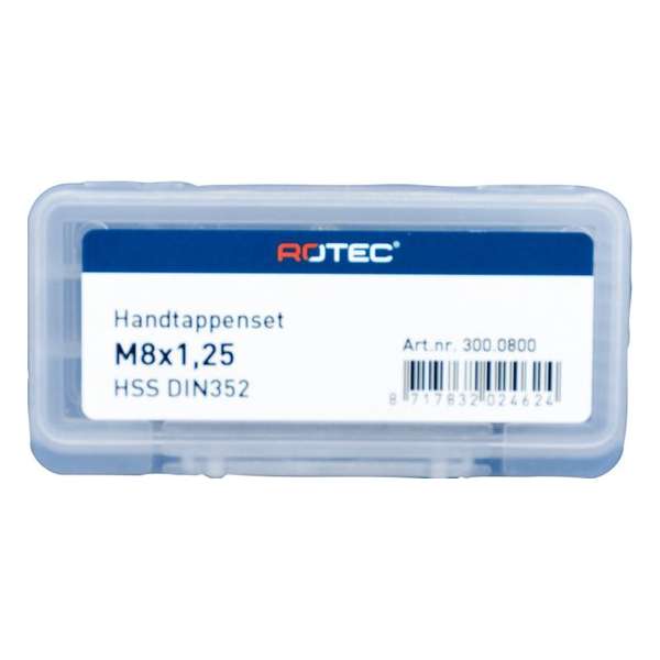 Rotec HSS Handtappenset M8x1,25 3 stuks Rotec HSS Handtappenset M8x1,25 3 stuks
