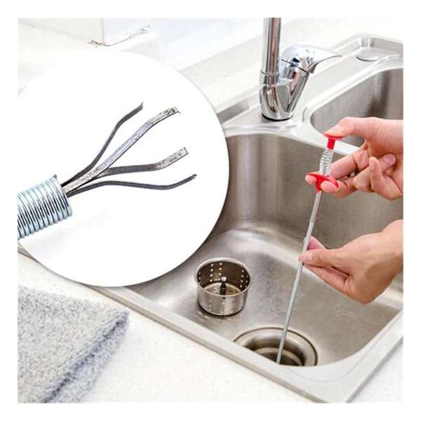 HMerch™ Ontstoppingsveer – Gootsteenontstopper Veer – Ontstoppen van Gootsteen / Afvoer / Doucheputje / Riool – RVS – 60 cm HMerch™ Ontstoppingsveer – Gootsteenontstopper Veer – Ontstoppen van Gootsteen / Afvoer / Doucheputje / Riool – RVS – 60 cm