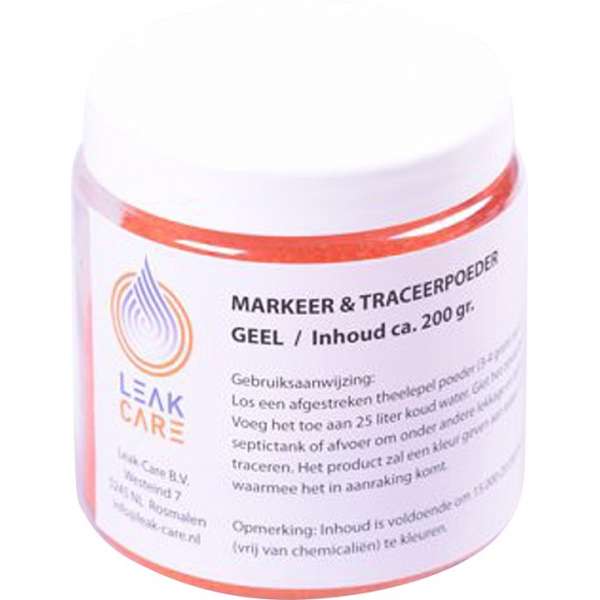 Lekdetectie Kleurstof - Riool Traceer - Geel 200 Gram - Lekkage - Waterschade Lekdetectie Kleurstof - Riool Traceer - Geel 200 Gram - Lekkage - Waterschade