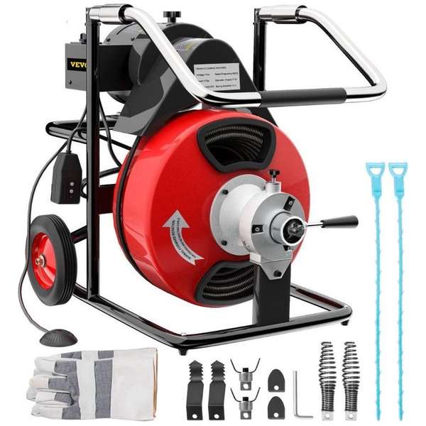 Dakta® Compacte Pijpreinigingsmachine | 15 Meter | Rioolcleaner | 370W | Staal | Rood Dakta® Compacte Pijpreinigingsmachine | 15 Meter | Rioolcleaner | 370W | Staal | Rood