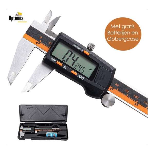 Professionele Digitale Schuifmaat met handige Opbergcase - Incl. extra Batterijen - RVS - 150mm meetbereik Professionele Digitale Schuifmaat met handige Opbergcase - Incl. extra Batterijen - RVS - 150mm meetbereik