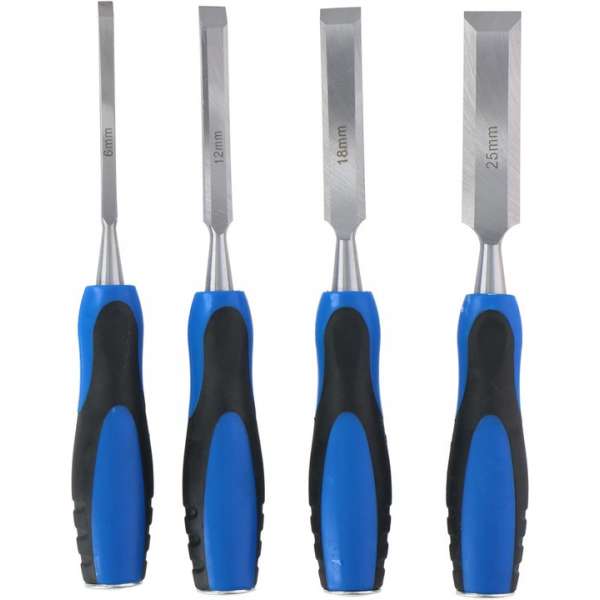 Kinzo Beitelset - 4 Stuks - 6/ 12/ 18/ 25 mm - Carbonstaal - voor Houtbewerking Kinzo Beitelset - 4 Stuks - 6/ 12/ 18/ 25 mm - Carbonstaal - voor Houtbewerking