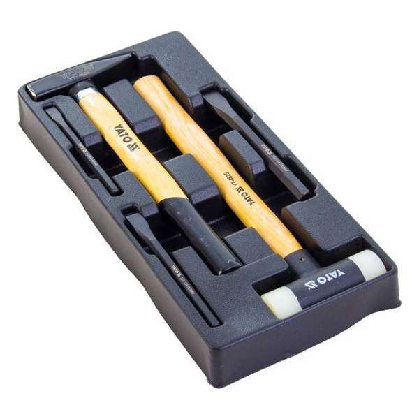 Yato Hamer en beitelset - 5-delig - 38 x 17 x 4 cm - Robuuste kunstof module - Zwart Yato Hamer en beitelset - 5-delig - 38 x 17 x 4 cm - Robuuste kunstof module - Zwart